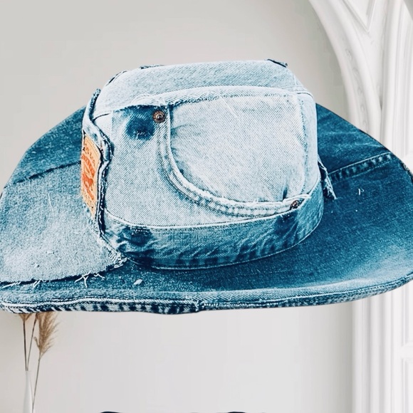 Levi's Light Blue Distressed Denim Cowboy Hat - Picture 5 of 7